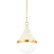 Ciara 1 Light 11.75 inch Aged Brass and Soft Cream Pendant Ceiling Light