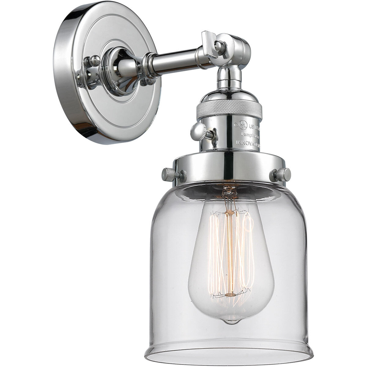 Franklin Restoration Small Bell LED 5 inch Polished Chrome Sconce Wall Light, Franklin Restoration