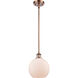 Ballston Athens 1 Light 8 inch Antique Copper Pendant Ceiling Light in Matte White Glass, Ballston