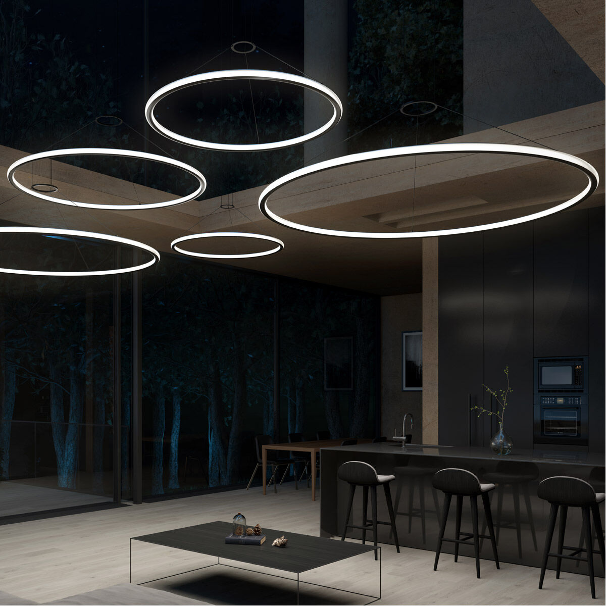 Luna LED 50 inch Satin Black Pendant Ceiling Light