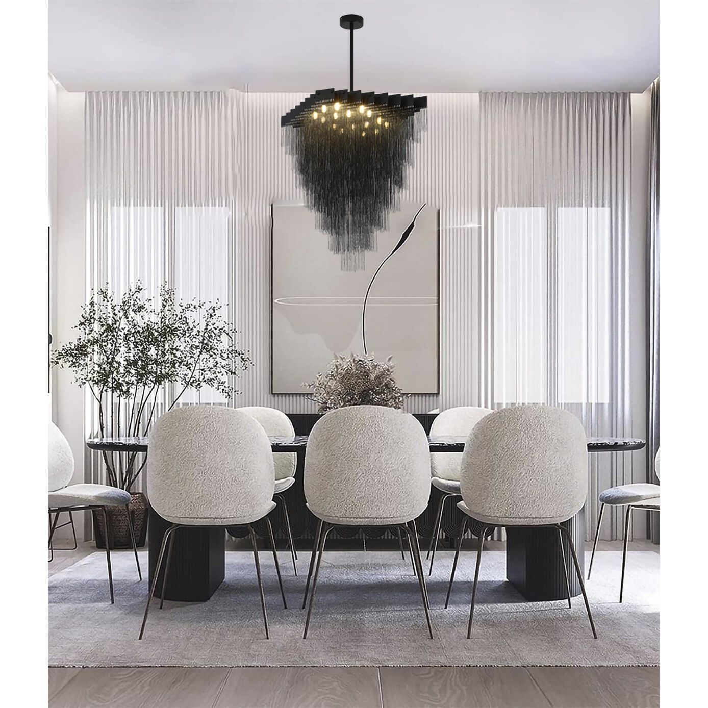 IMG Series 16 Light 23.6 inch Satin Black Chandelier Ceiling Light