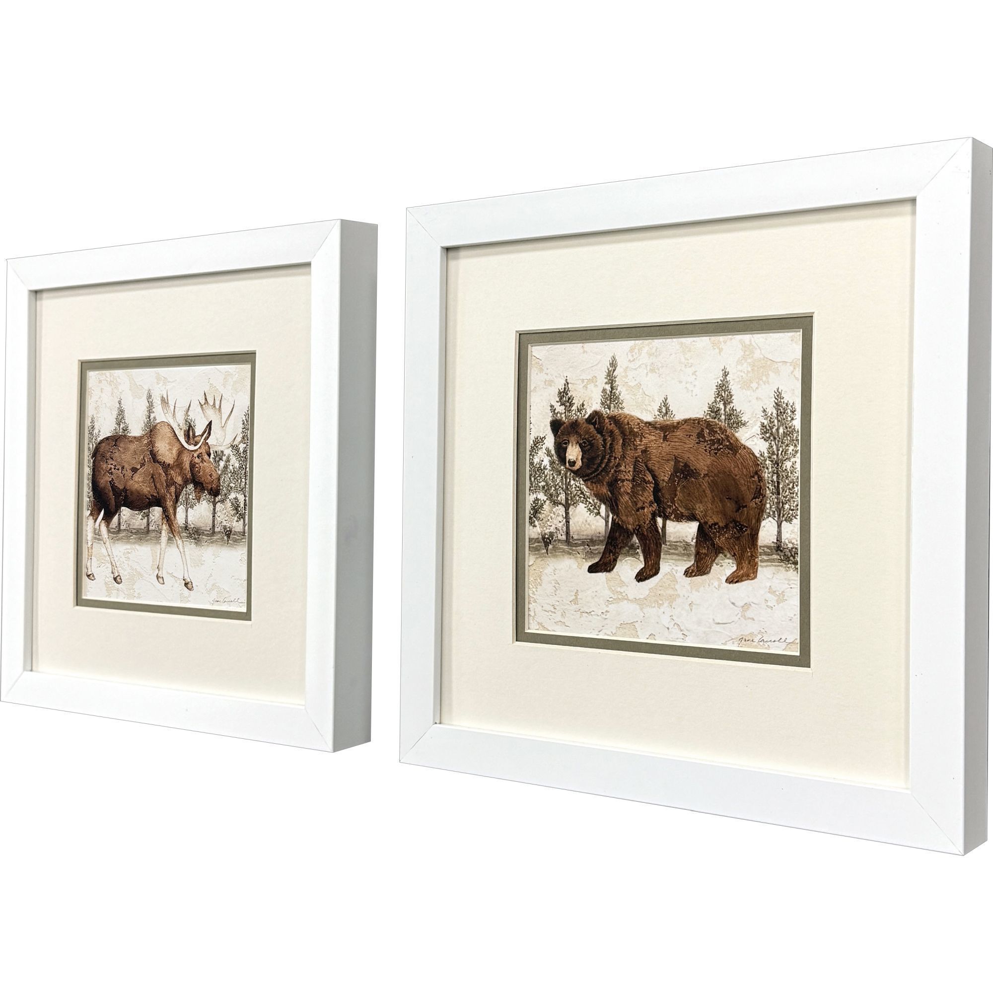 Lodge Moose Bear Brown and Beige Framed Art, Propac