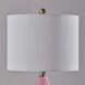 Freya 24 inch 100 watt Pink Texture Glass and Antique Brass Table Lamps Portable Light, Set of 2, Simplee Adesso