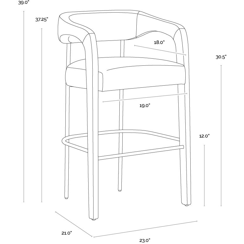Mavia 39 inch Ludlow Sesame Leather Barstool