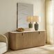 Arik Alder Wood and White Marble and Antique Brass 4 Door Cabinet