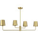 Contemporary 4 Light 42 inch Natural Brass Linear Chandelier Ceiling Light