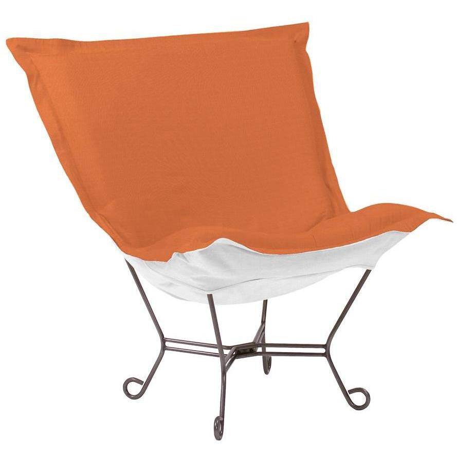 Puff Titanium Frame with Seascape Canyon Outdoor Scroll Chair with Cover