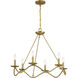 Transitional 6 Light 28 inch Natural Brass Chandelier Ceiling Light