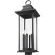 Tiberius 6 Light 34 inch Black Outdoor Post Mount Fixture in Clear Seedy Glass