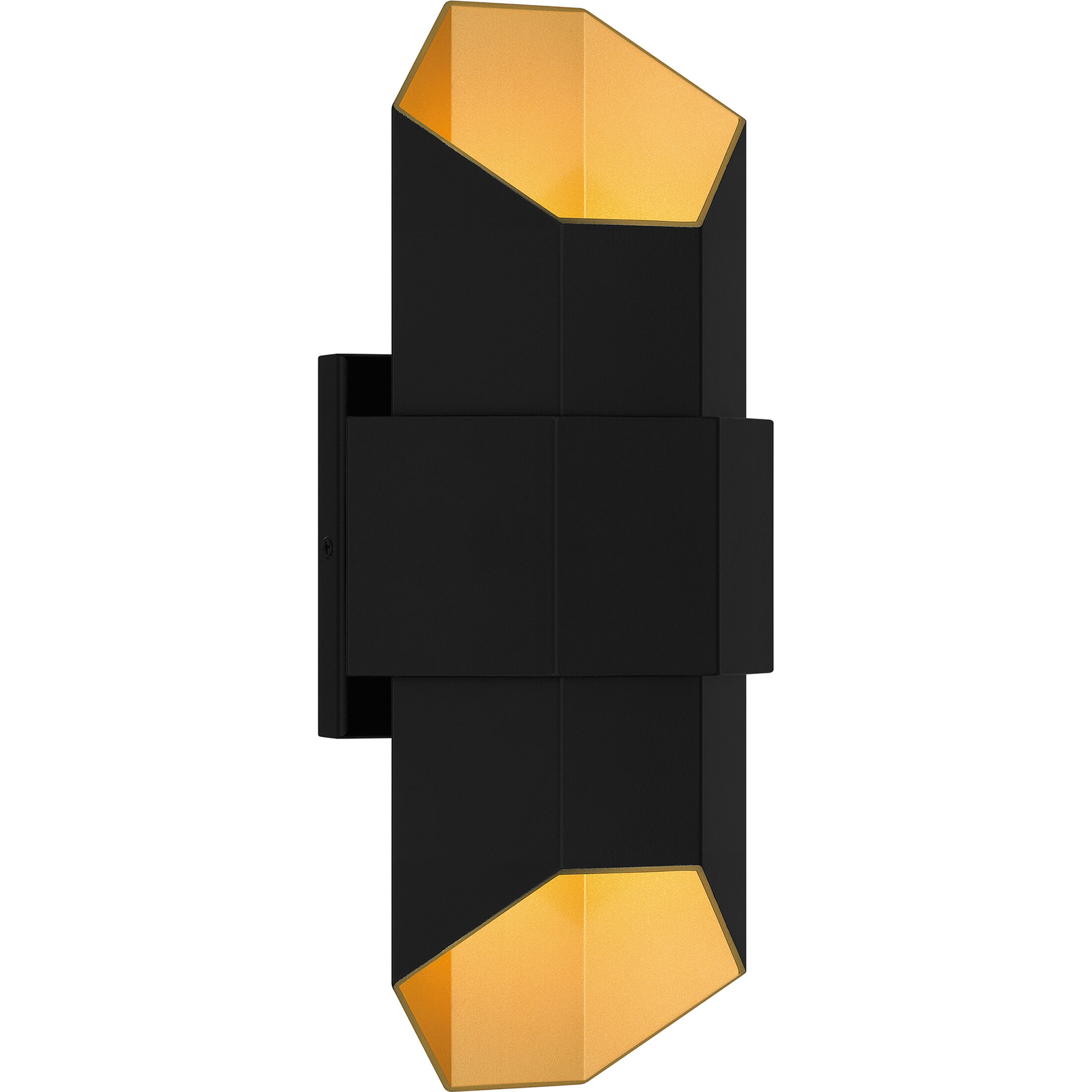 Chasm LED 15 inch Matte Black Gold Outdoor Wall Lantern