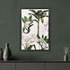 Monkey on Linen Green and Beige and Multi and Pink Framed Art