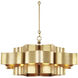 Grand Lotus 6 Light 30 inch Antique Gold Leaf Chandelier Ceiling Light, Large