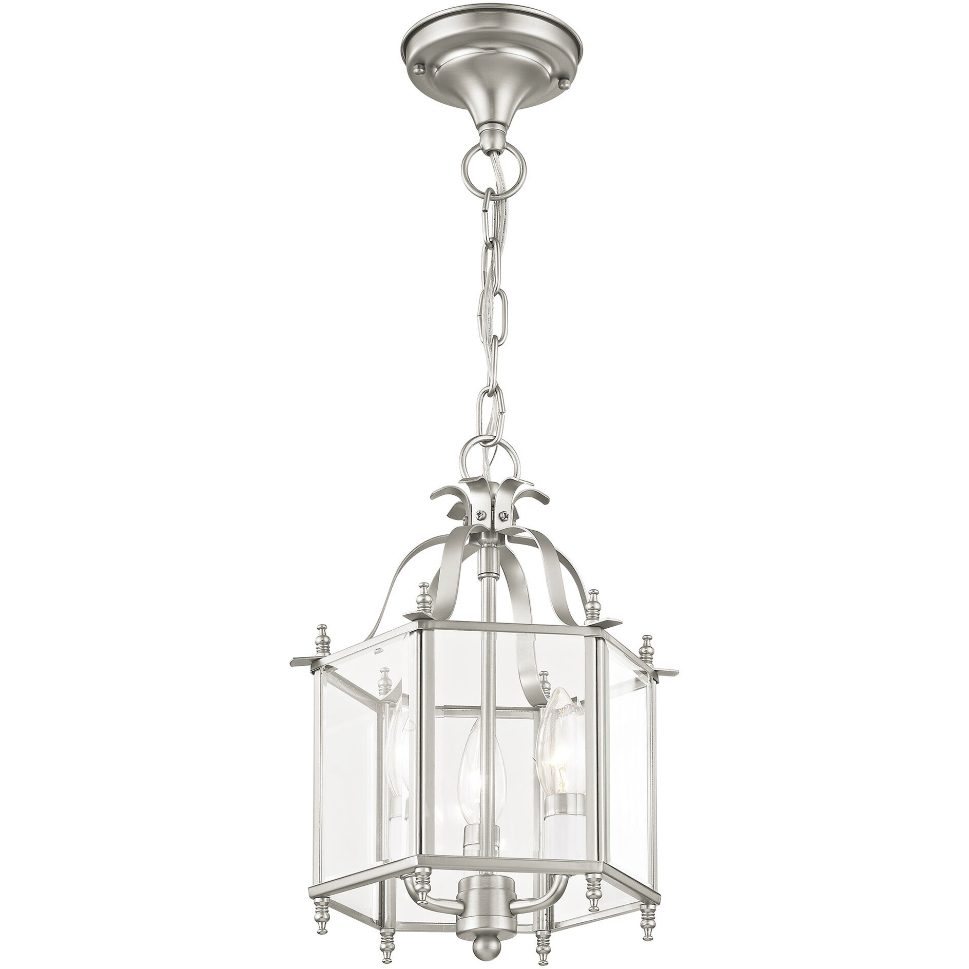 Livingston 3 Light 10 inch Brushed Nickel Convertible Mini Pendant/Ceiling Mount Ceiling Light