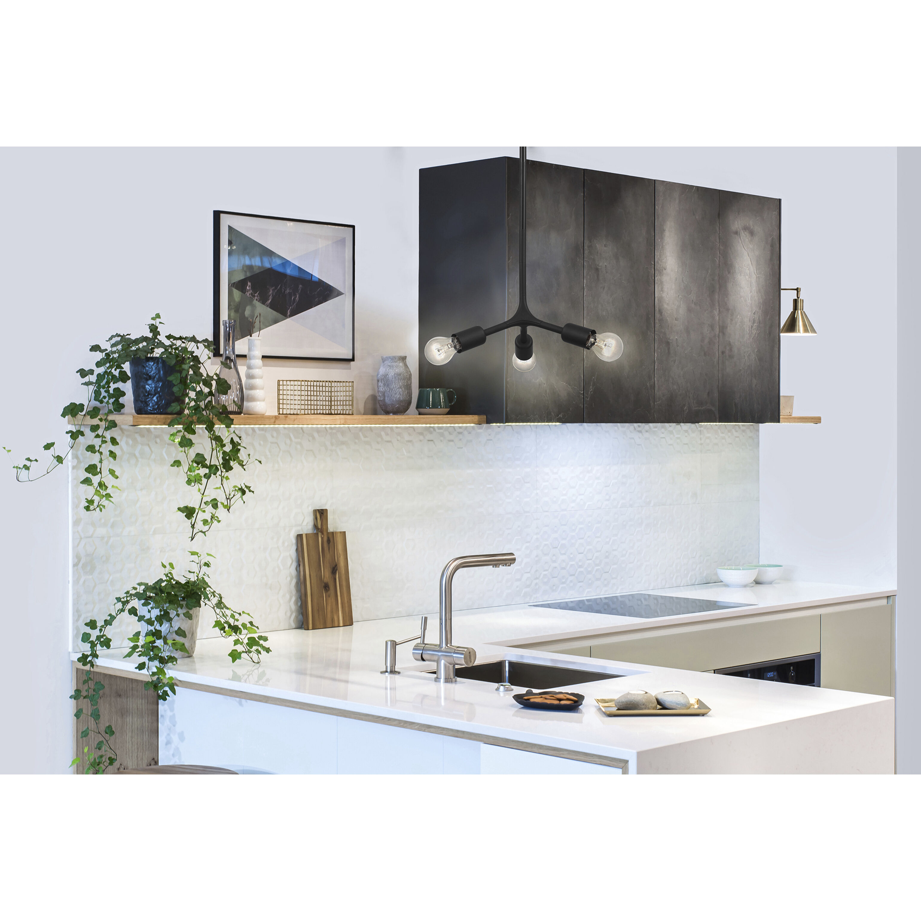 Bocadella 3 Light 13.54 inch Matte Black Pendant Ceiling Light, Semi-Flush Convertible