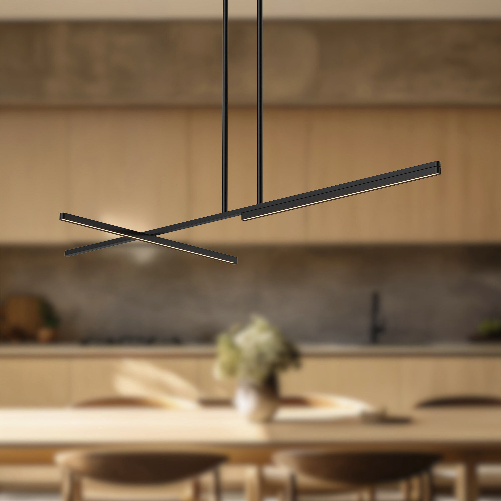 Shift LED 48.13 inch Black Linear Pendant Ceiling Light