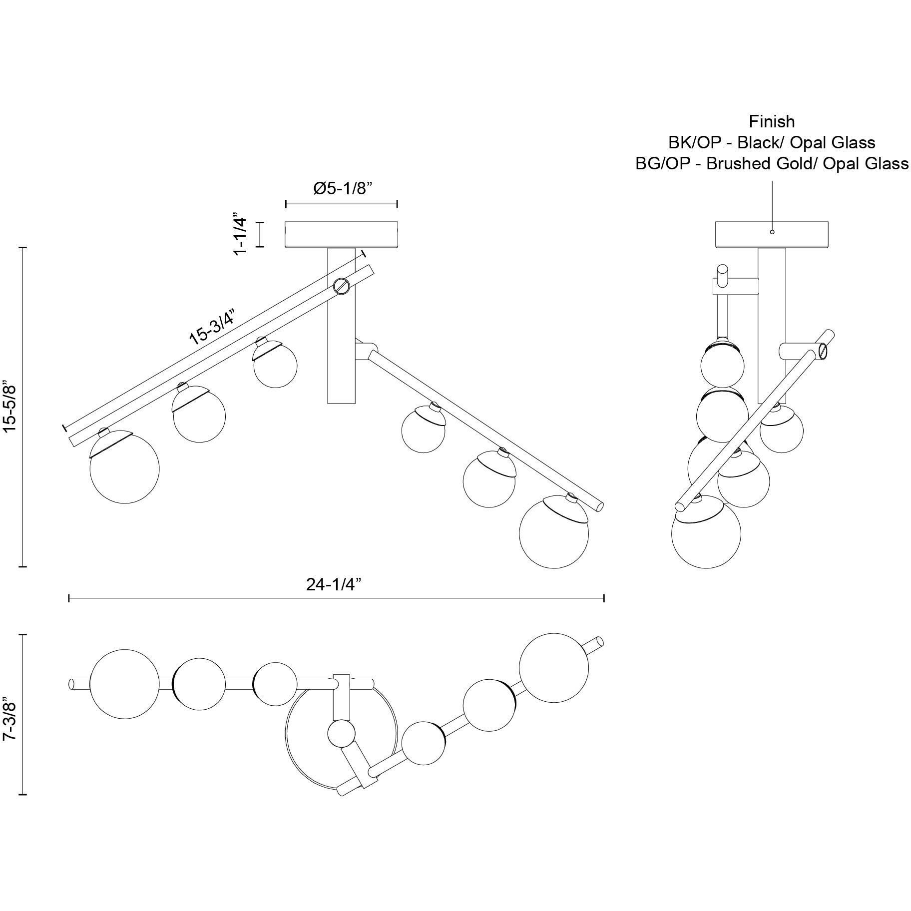 Cypress LED 7.38 inch Black Semi Flush Mount Ceiling Light