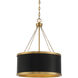 Delphi 6 Light 19 inch Black with Warm Brass Accents Pendant Ceiling Light