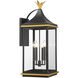 Simpson 4 Light 31.5 inch Matte Black and Textured Gold Outdoor Sconce