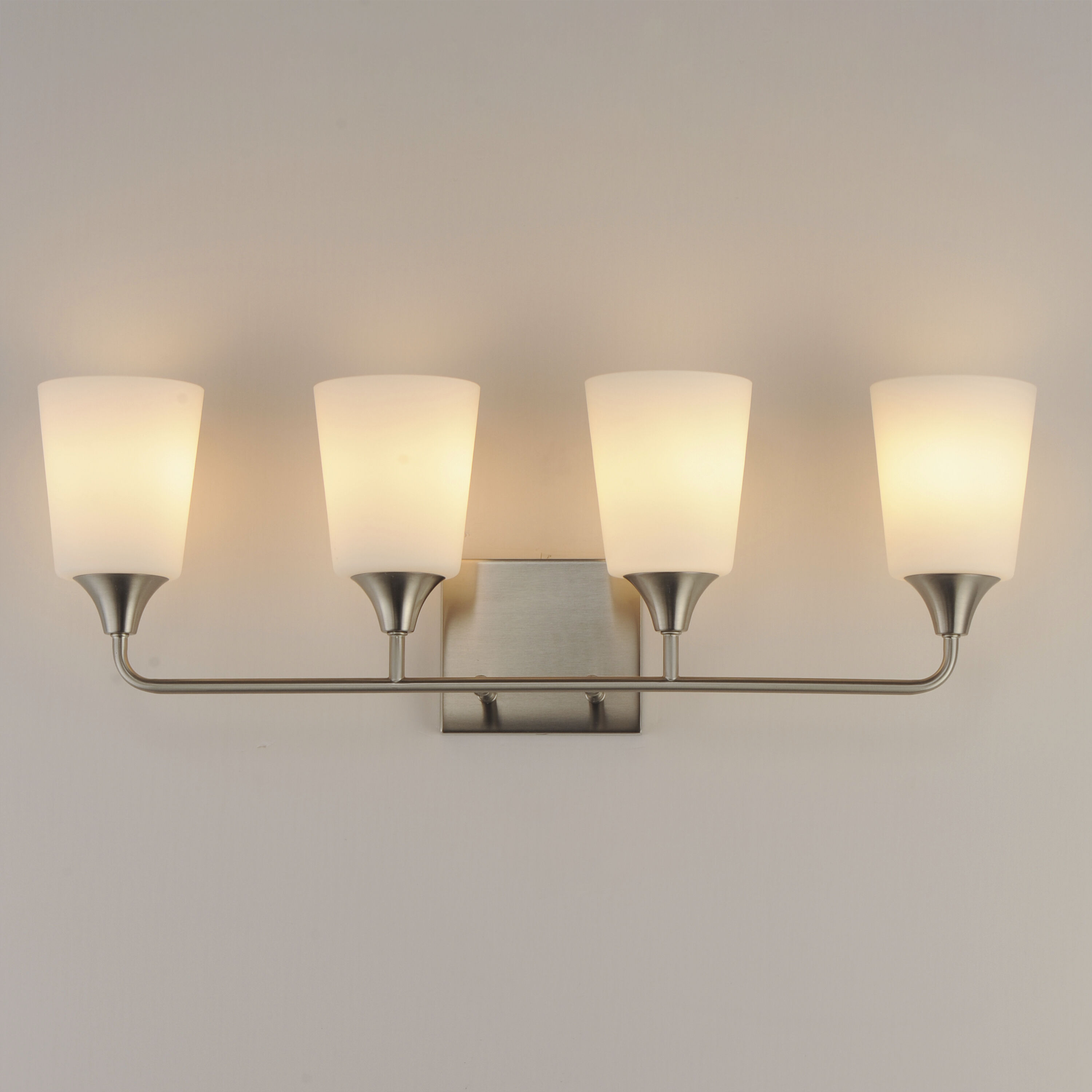 Hudson 4 Light 28.25 inch Satin Nickel Bath Vanity Wall Light in Satin White