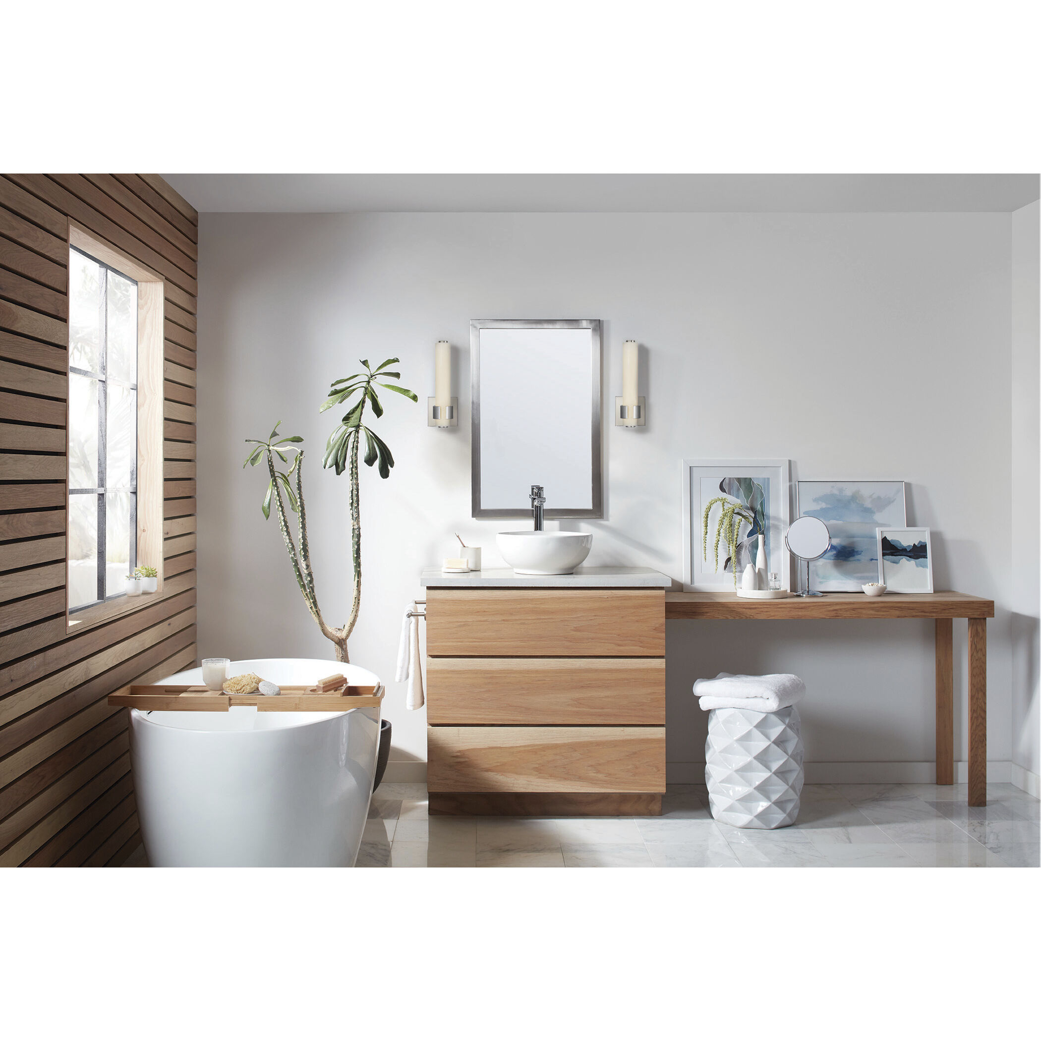 Aiden LED 5 inch Polished Nickel Bath Light Wall Light, Vertical