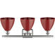 Ballston Plymouth Dome 3 Light 28 inch Brushed Satin Nickel Bath Vanity Light Wall Light in Matte Red