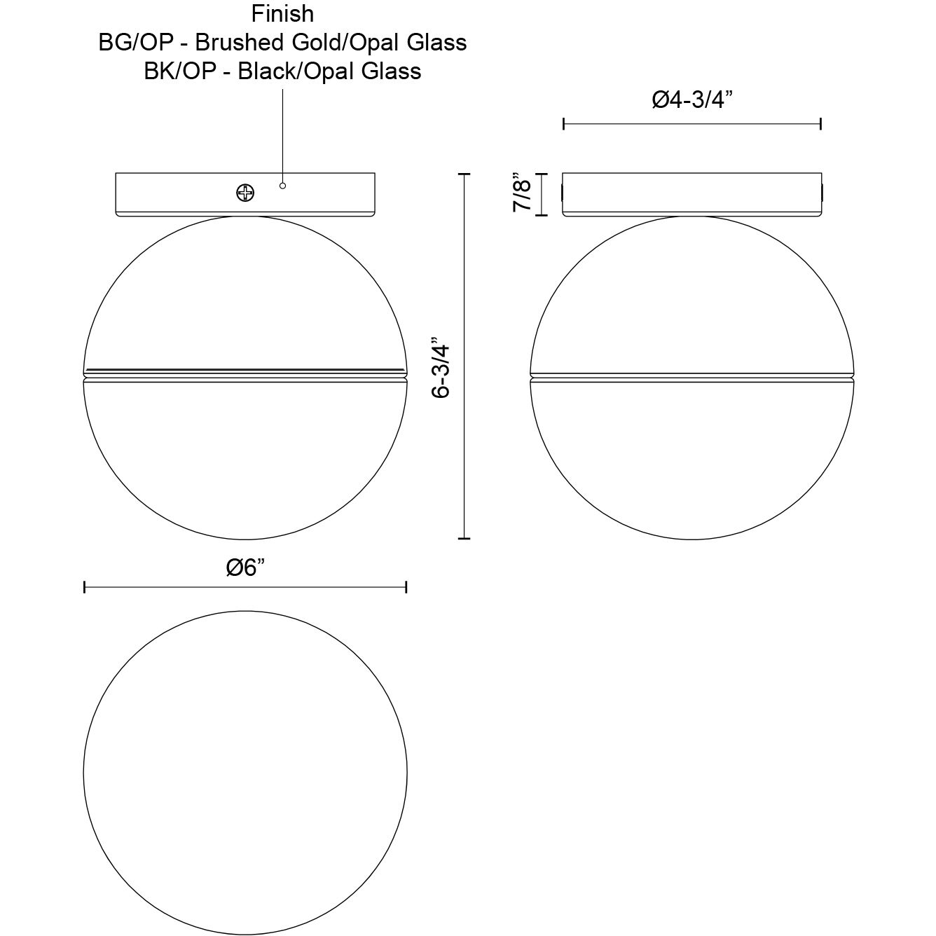 Monae 1 Light 6 inch Black/Opal Glass Flush Mount Ceiling Light