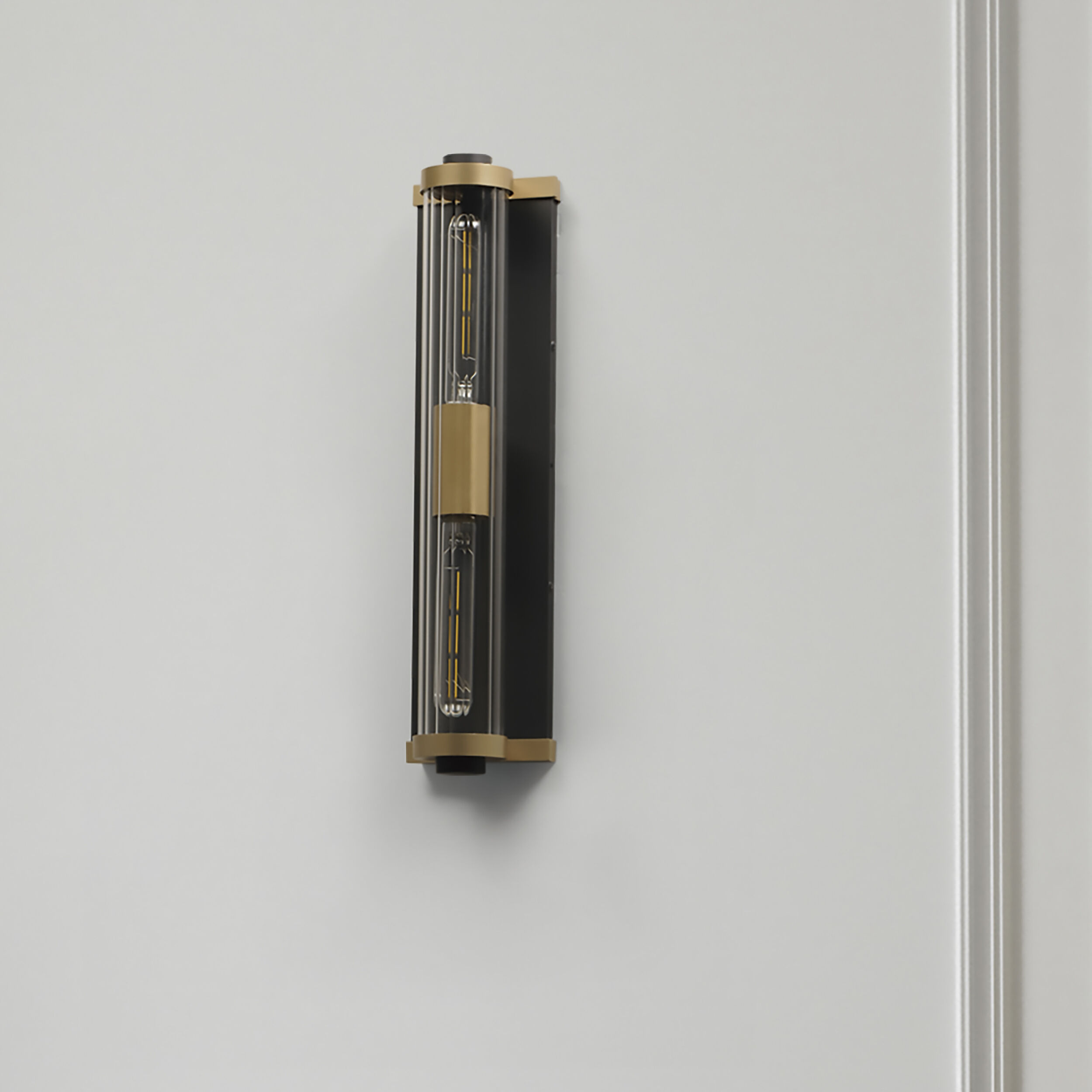 Opulent 2 Light 20 inch Black / Antique Brass Outdoor Wall Mount