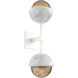 Cabochon Double Sconce Wall Light in 3000K LED, Bronze, Salt White with White Marble