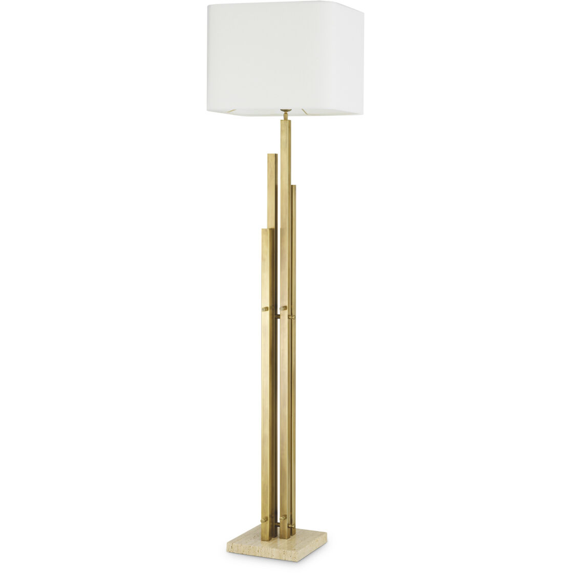 Destino 74.61 inch 40 watt Vintage Brass with Travertine Base Floor Lamp Portable Light
