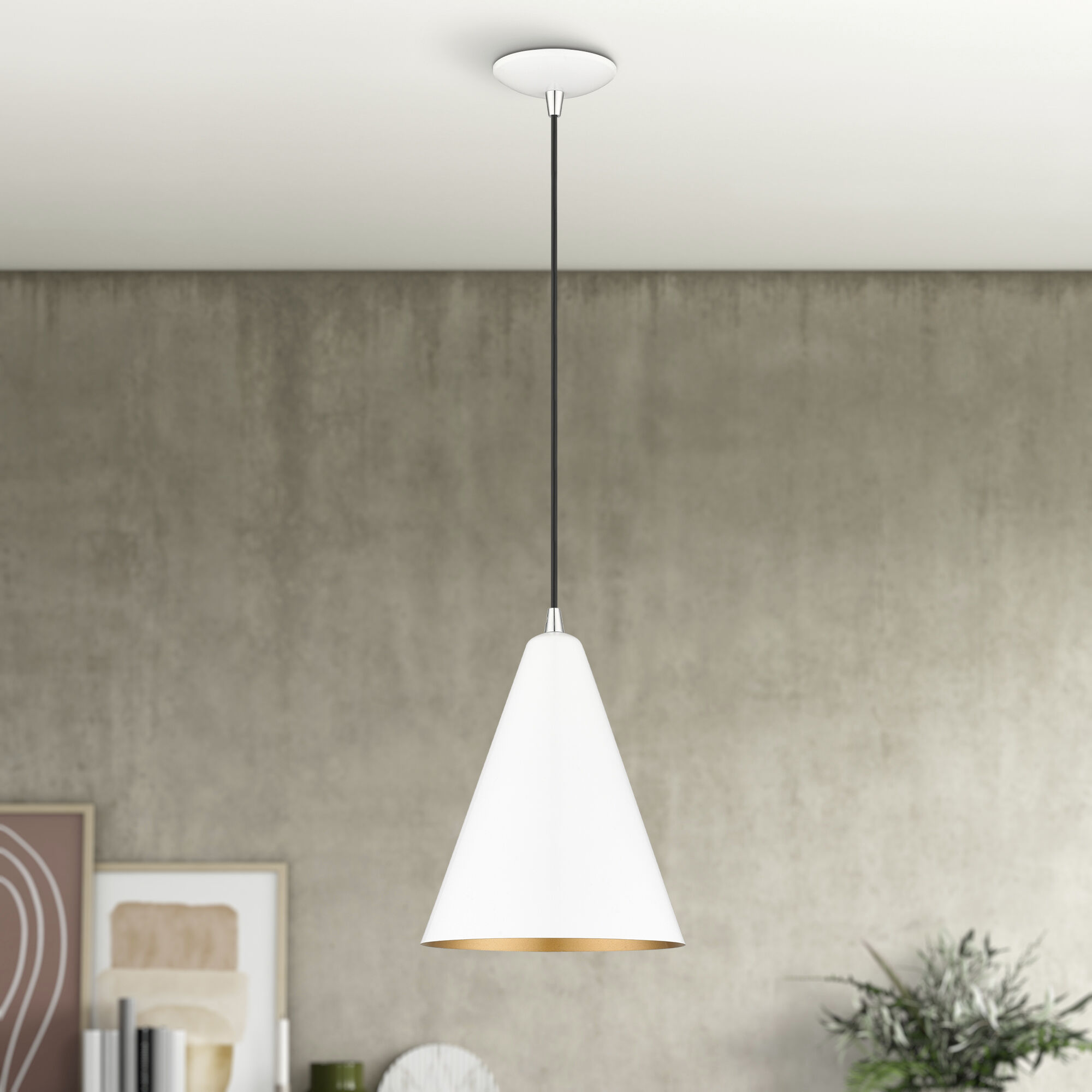 Dulce 1 Light 10 inch Shiny White with Polished Chrome Accents Pendant Ceiling Light