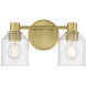 Vessair 2 Light 14 inch Vintage Brass Bathroom Vanity Light Wall Light