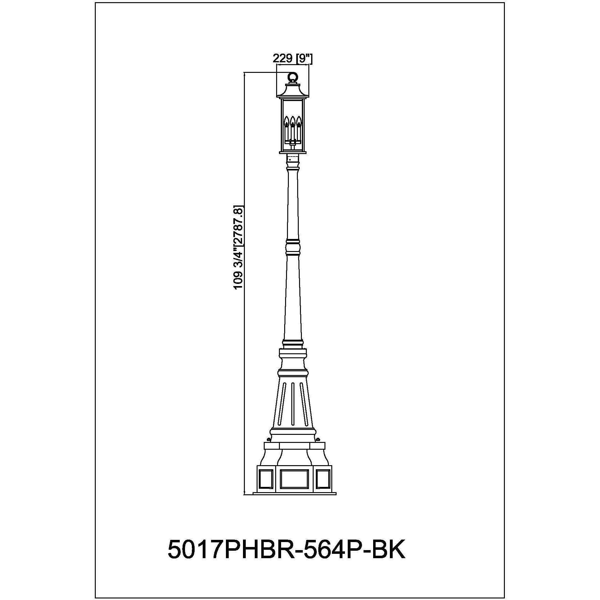 Tiberius 4 Light 107.25 inch Black Outdoor Post Mounted Fixture