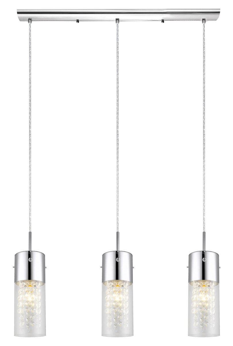 Diamond 3 Light 28 inch Chrome Linear Pendant Ceiling Light