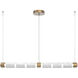Corinth Mandrel LED Beige Silver with Travertine Stone Linear Pendant Ceiling Light in 2700K LED