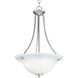 Malaga 3 Light 16 inch Satin Nickel Invert Bowl Pendant Ceiling Light in Marble