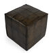 Leon Leather Cube Ottoman in Dark Brown