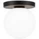 Cosmo 1 Light 5.88 inch Black Wall Sconce Wall Light in Black and Opal Glass