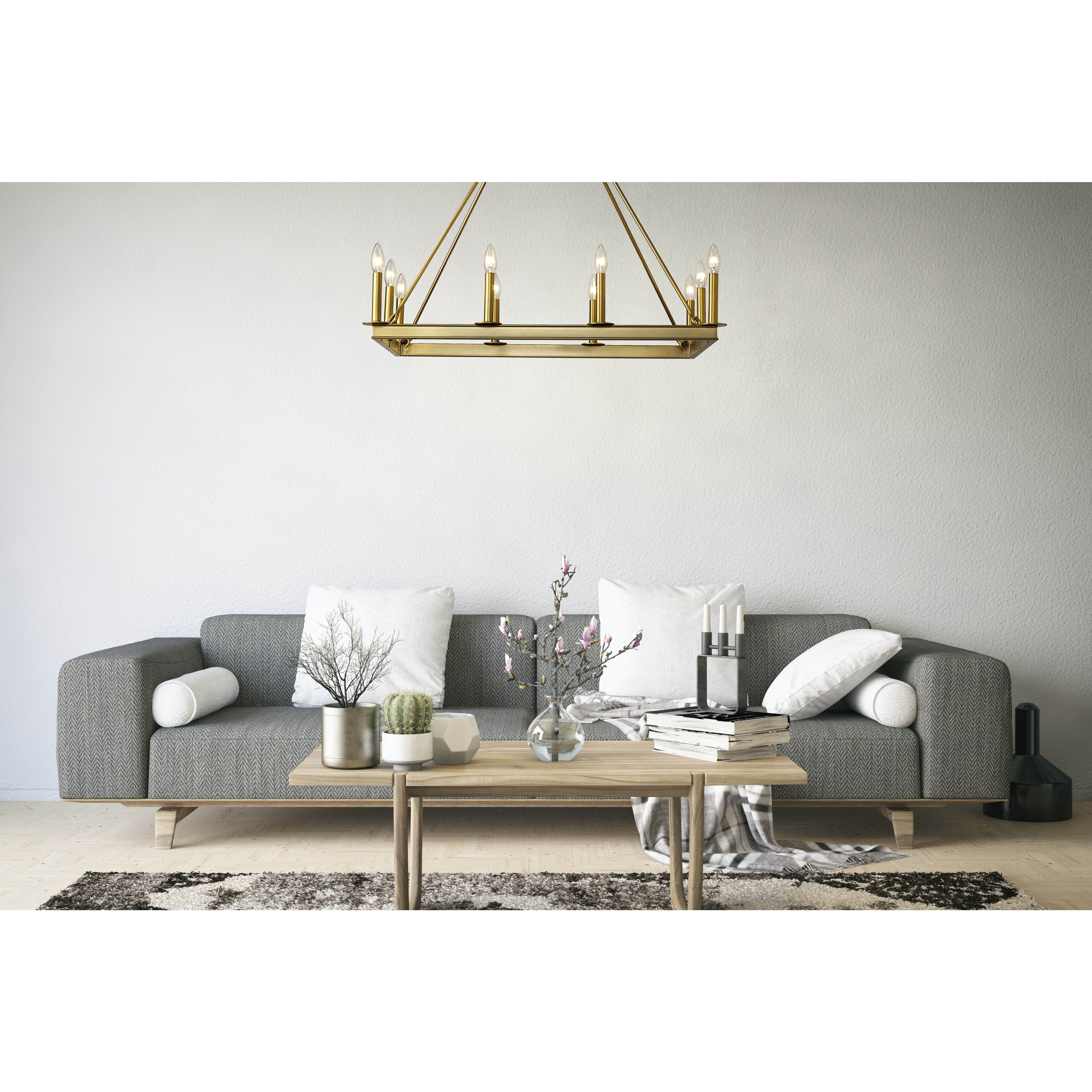 Barclay 10 Light 34 inch Olde Brass Linear Chandelier Ceiling Light