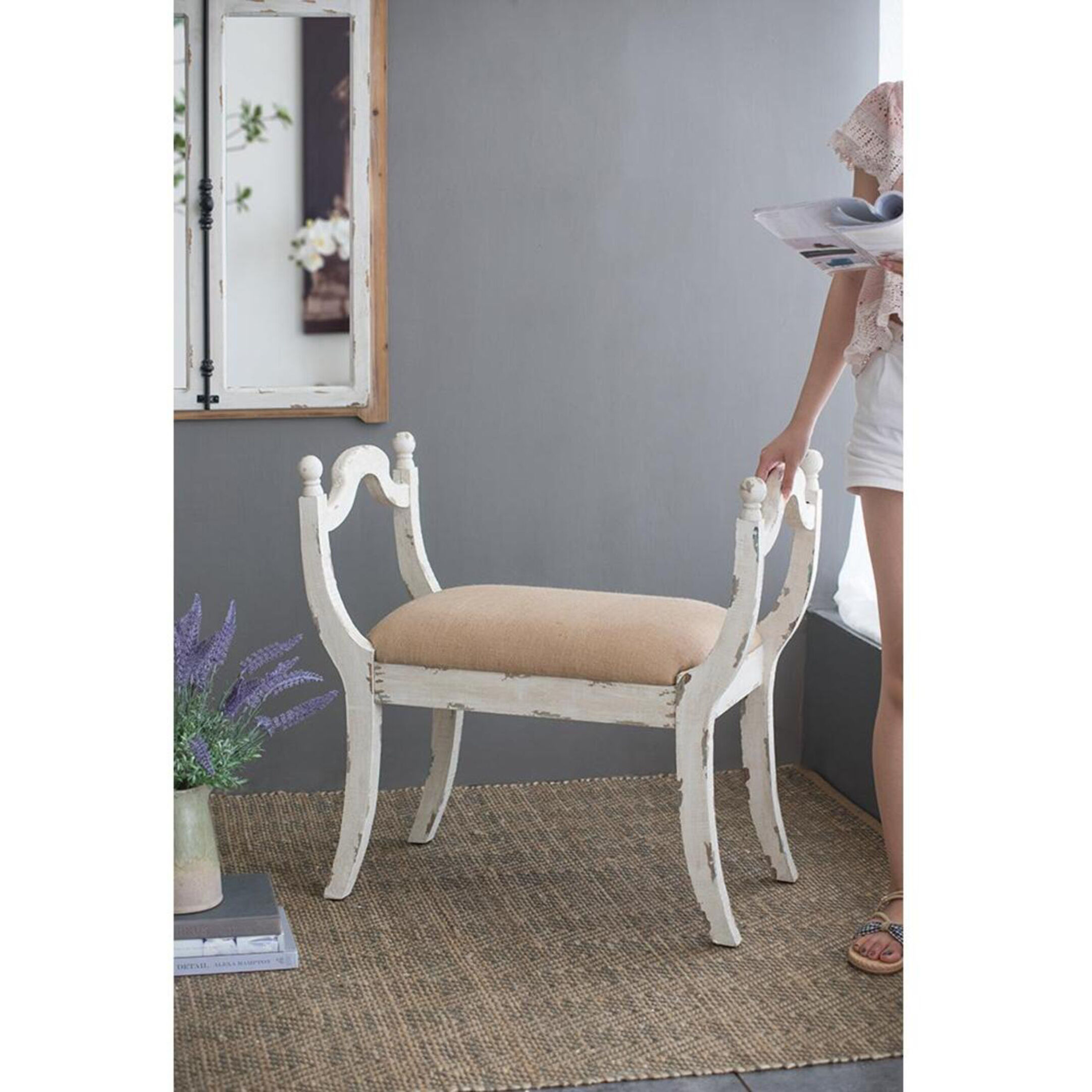 Anita White/Beige Bench