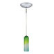 Envisage Vi 1 Light 3.5 inch Satin Nickel Mini Pendant Ceiling Light in Grooved Blue Green