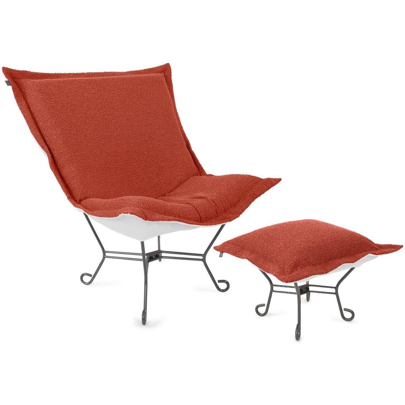 Alicante Coral Patio Scroll Puff Chair