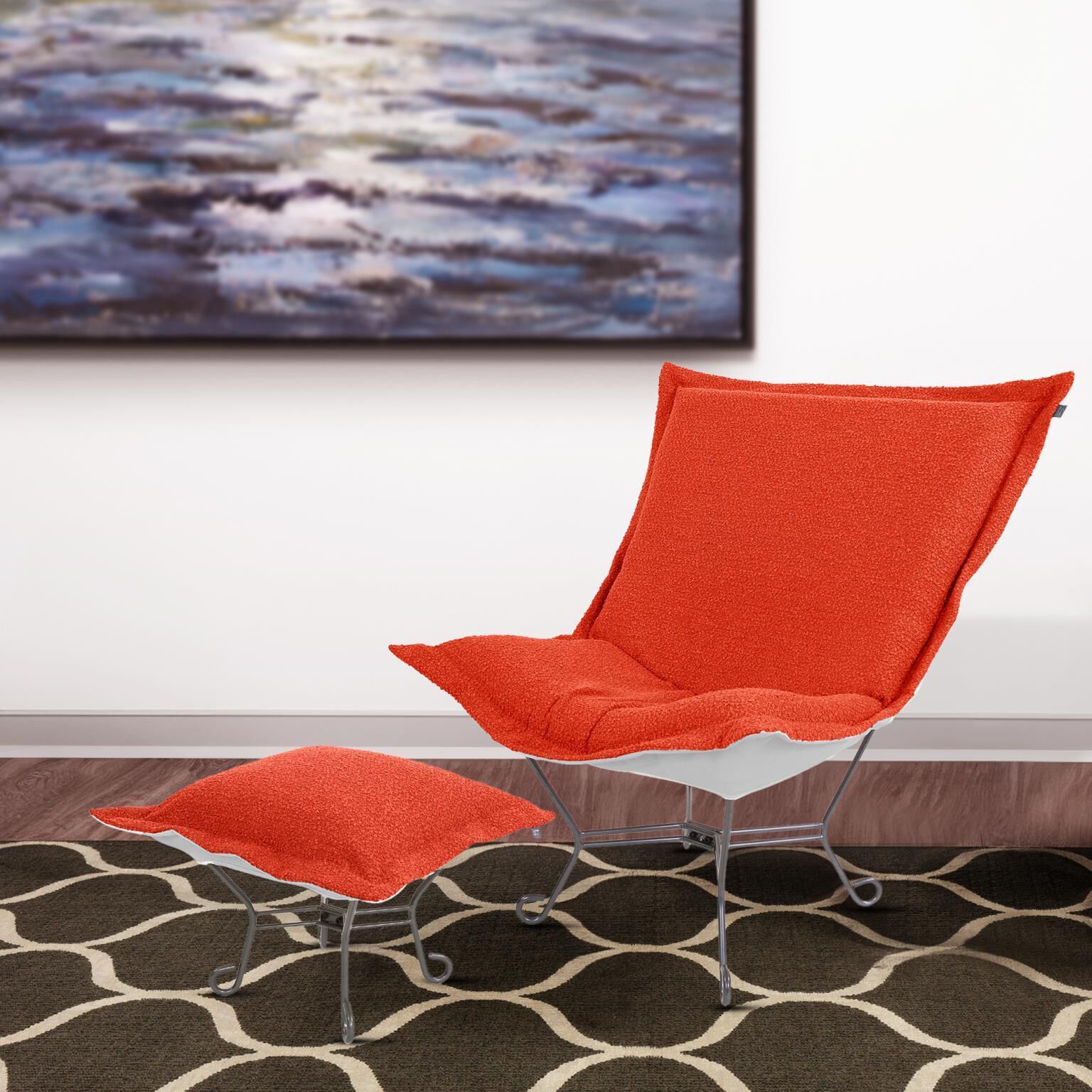 Alicante Coral Patio Scroll Puff Chair