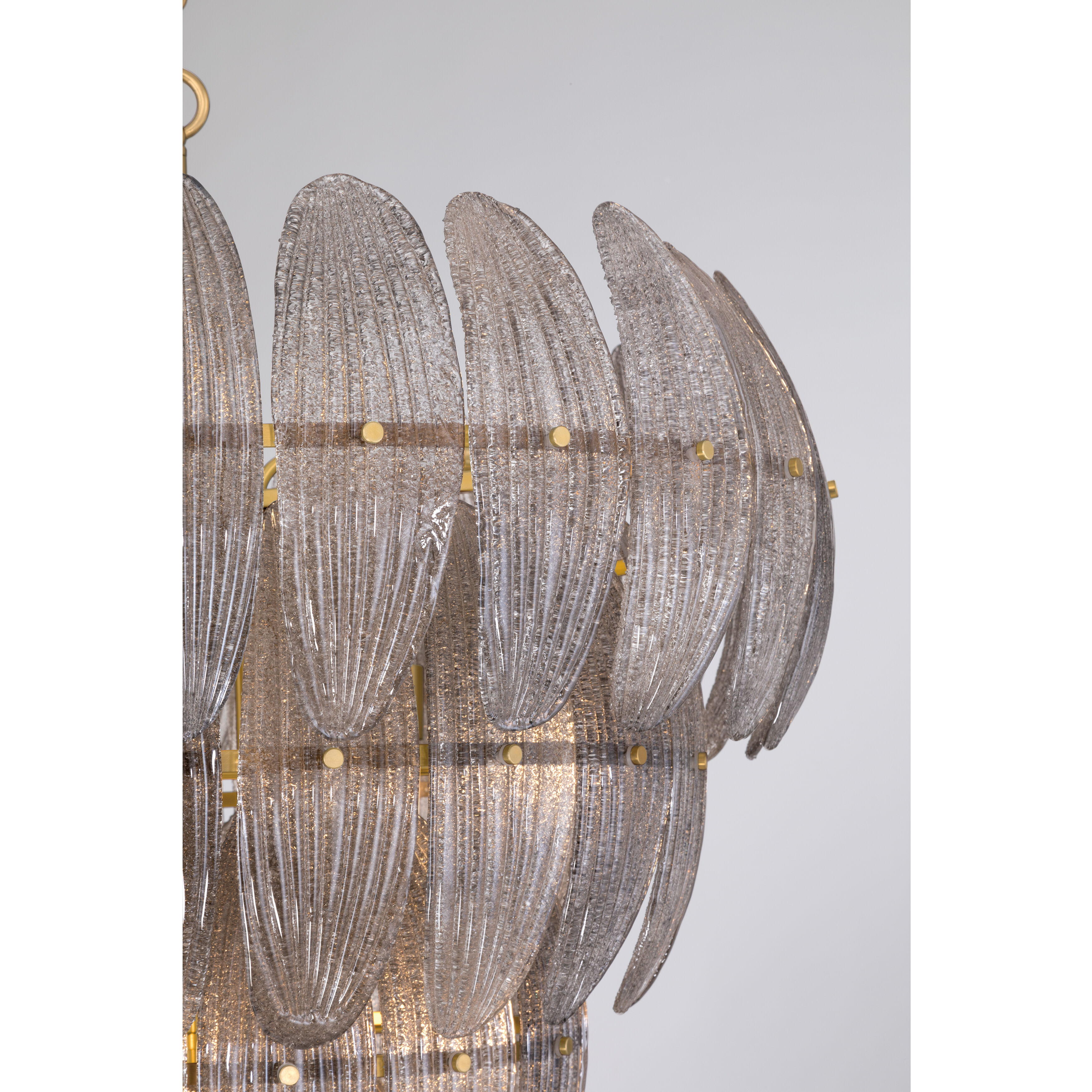Marclaire 15 Light 32.75 inch Legacy Brass Pendant Ceiling Light in Grey Textured Handmade Glass