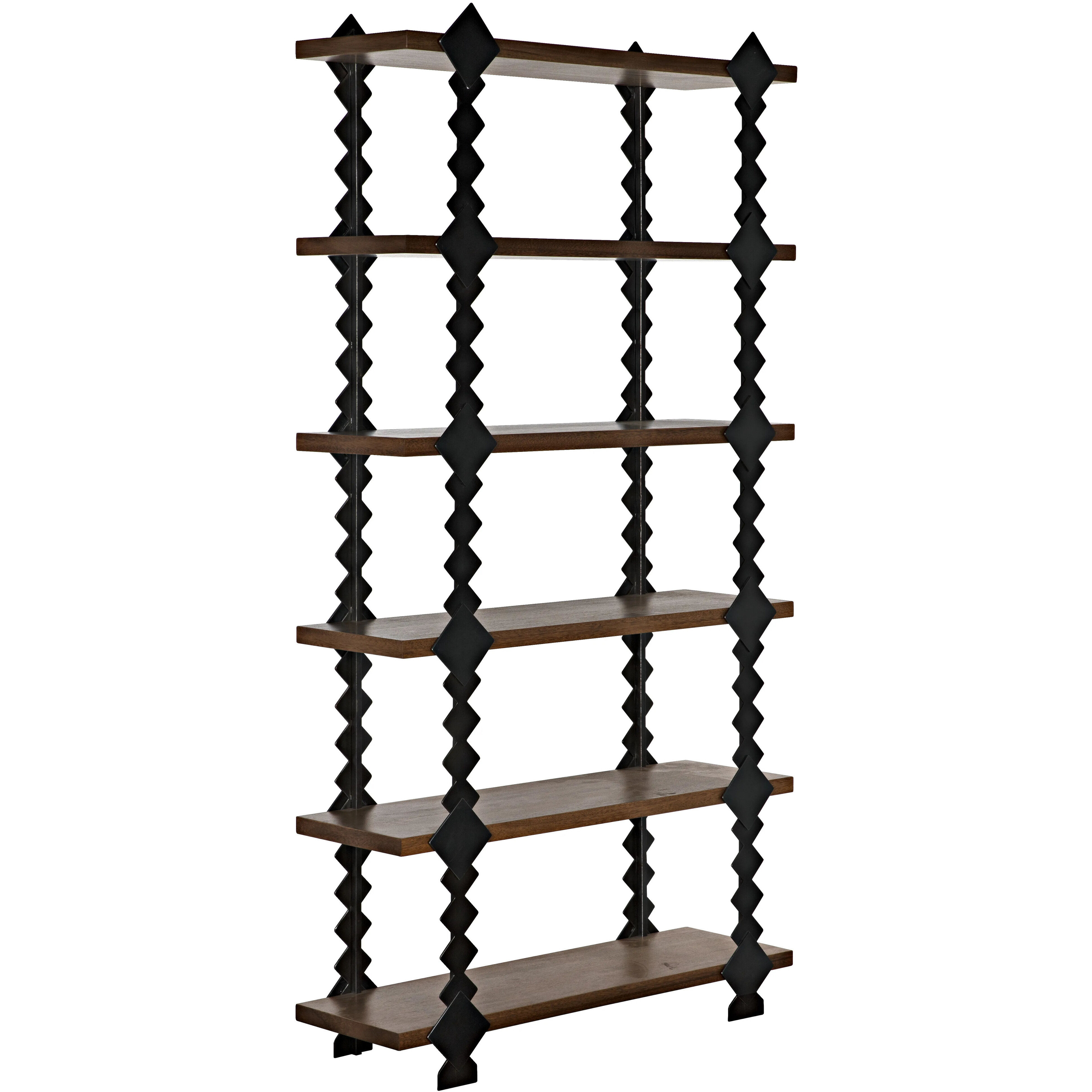 Page 90.5 X 48 X 15 inch Dark Walnut and Black Metal Shelf