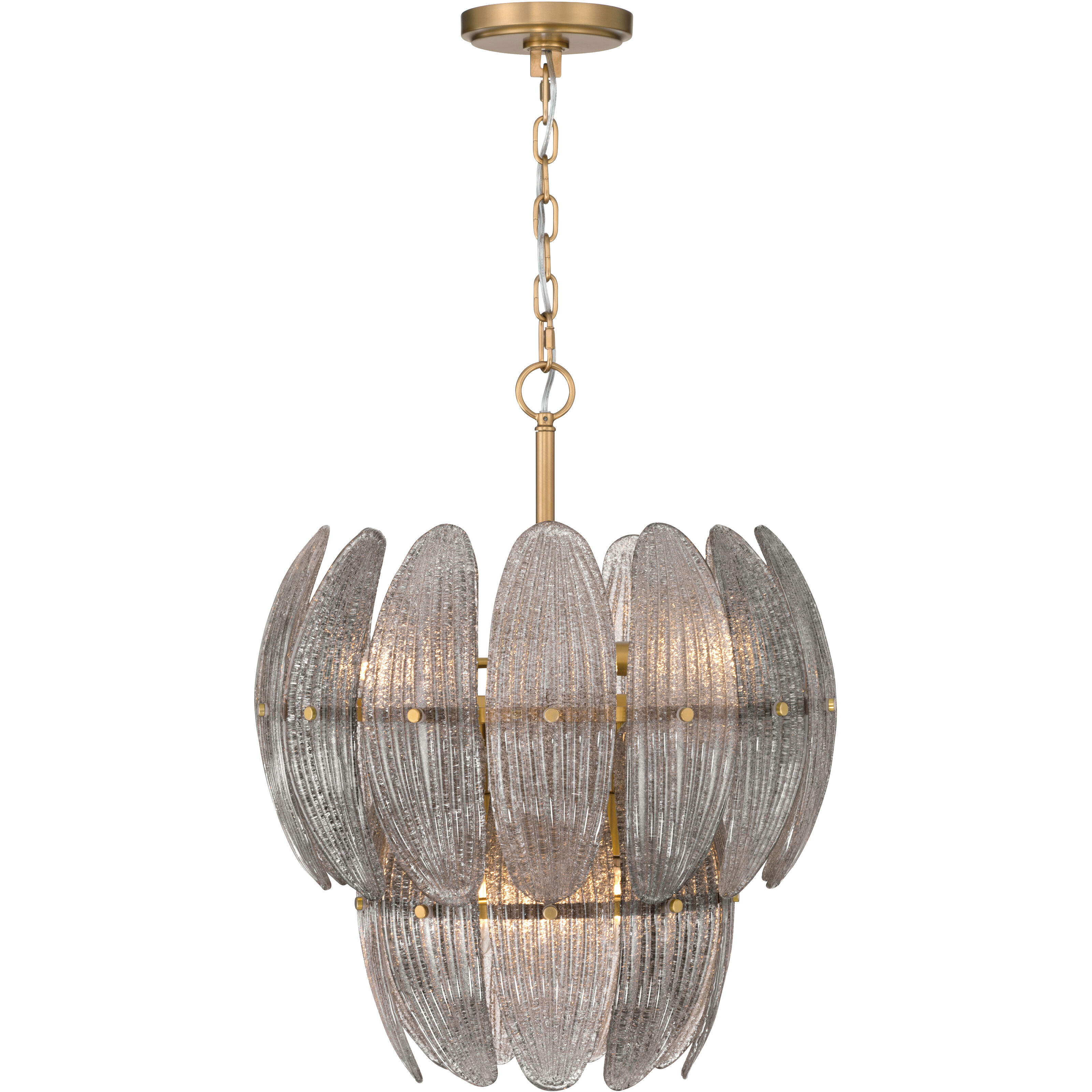 Marclaire 6 Light 19.75 inch Legacy Brass Pendant Ceiling Light in Grey Textured Handmade Glass