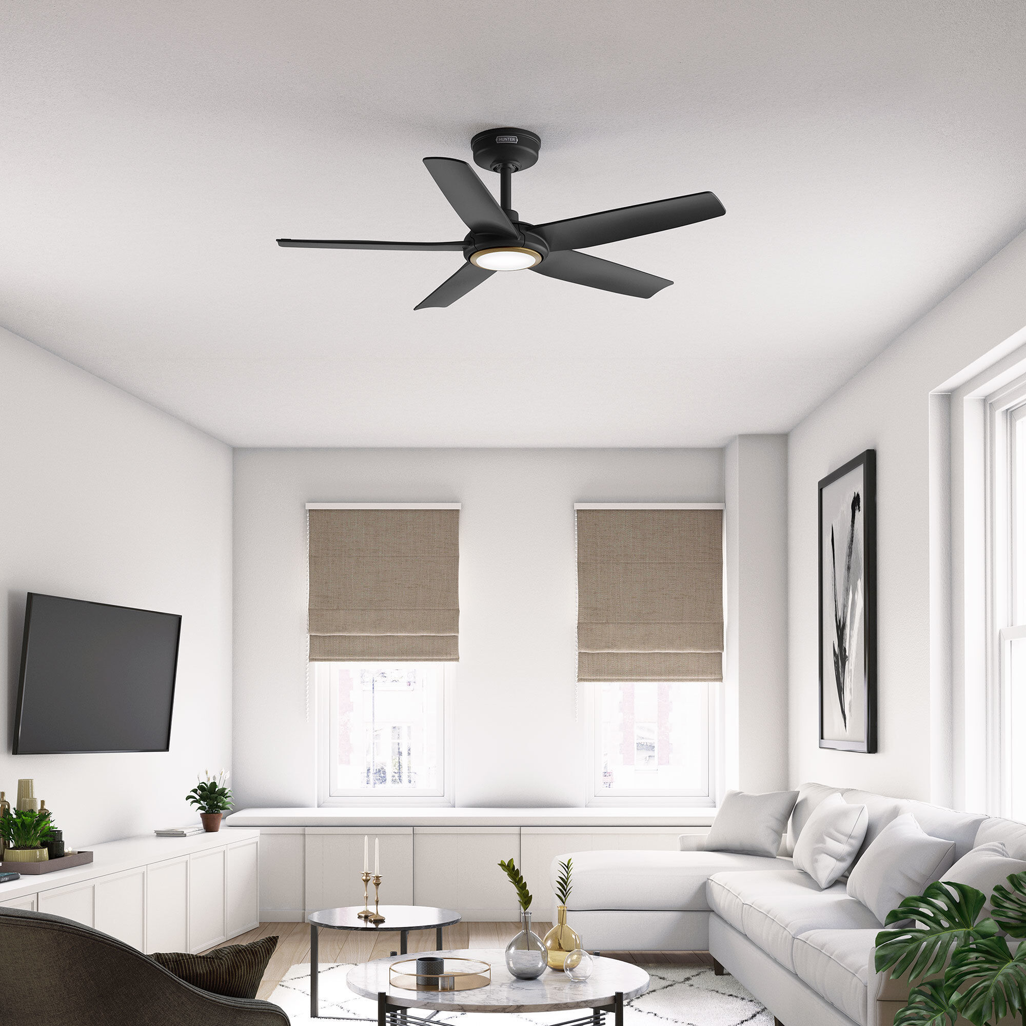 Zentech 44 inch Matte Black Outdoor Ceiling Fan
