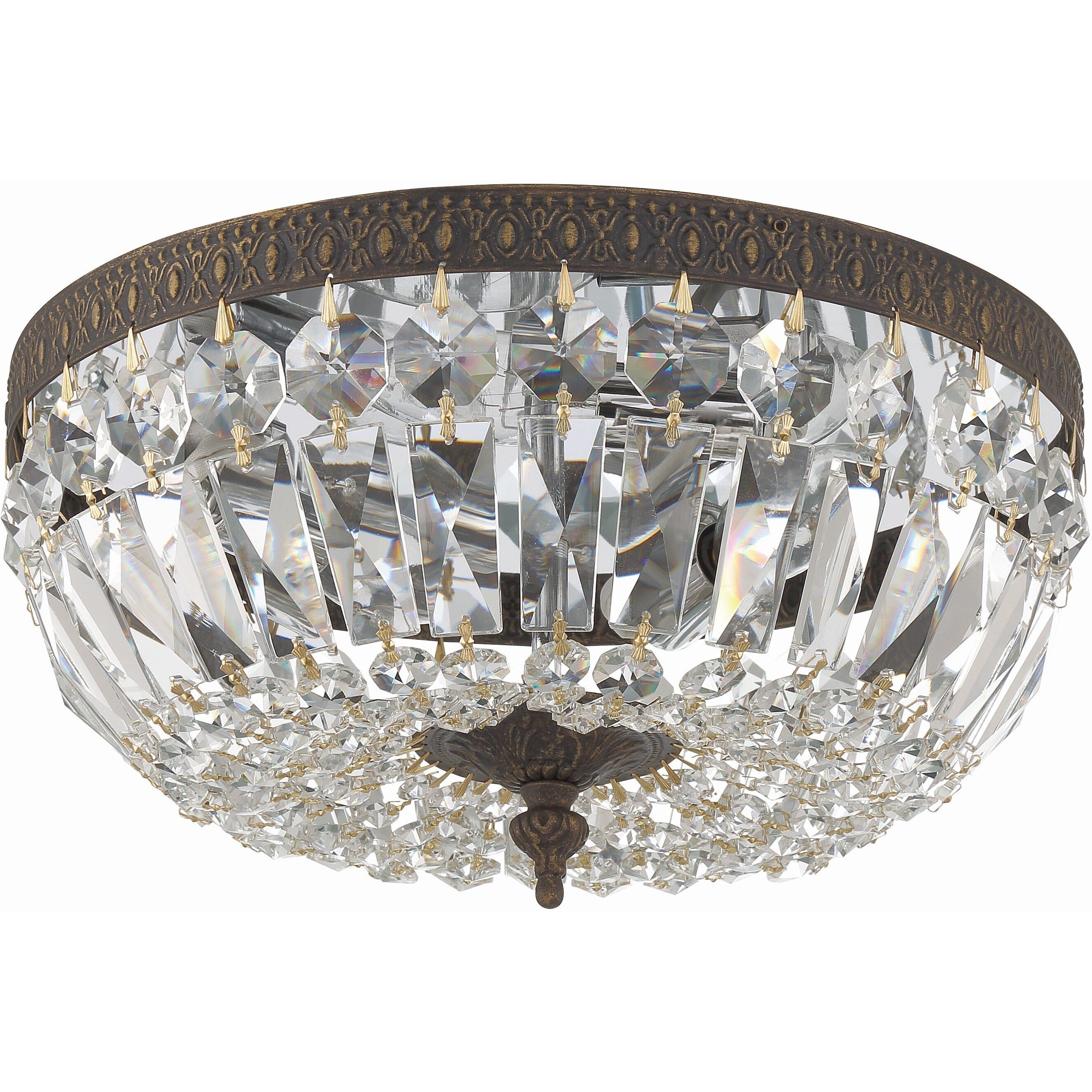Waltham 3 Light 12 inch English Bronze Flush Ceiling Light in Clear Spectra