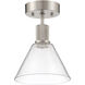 Port Nine LED 8 inch Brushed Steel Semi-Flush Ceiling Light in Clear