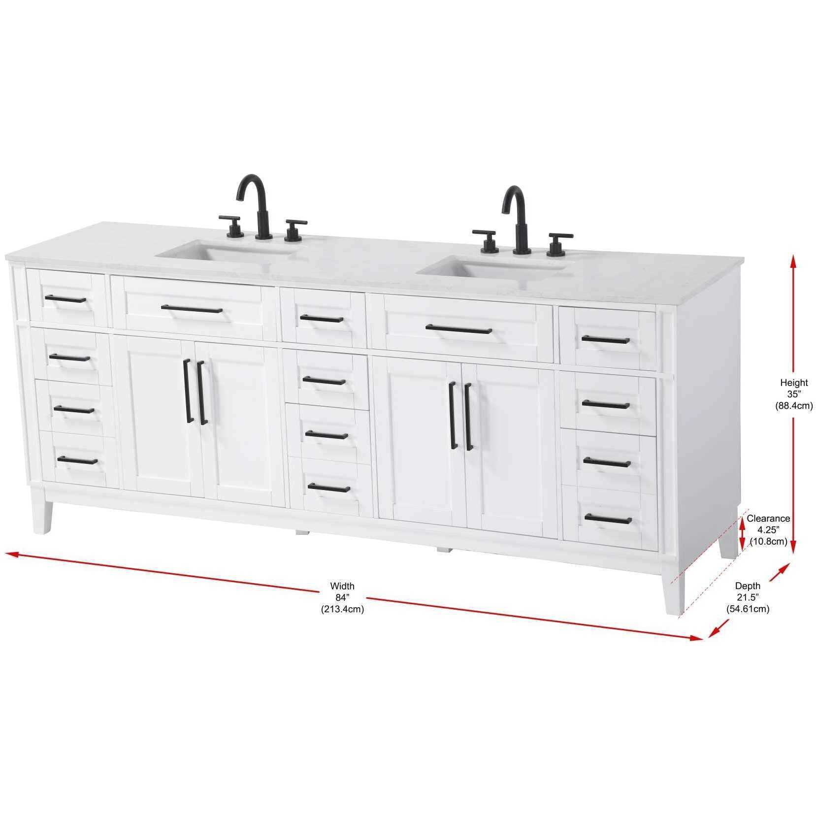 Virginia 84 X 35 inch White Bathroom Vanity Cabinet