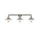 Franklin Restoration Halophane 3 Light 33 inch Brushed Satin Nickel Bath Vanity Light Wall Light in Clear Halophane Glass, Franklin Restoration